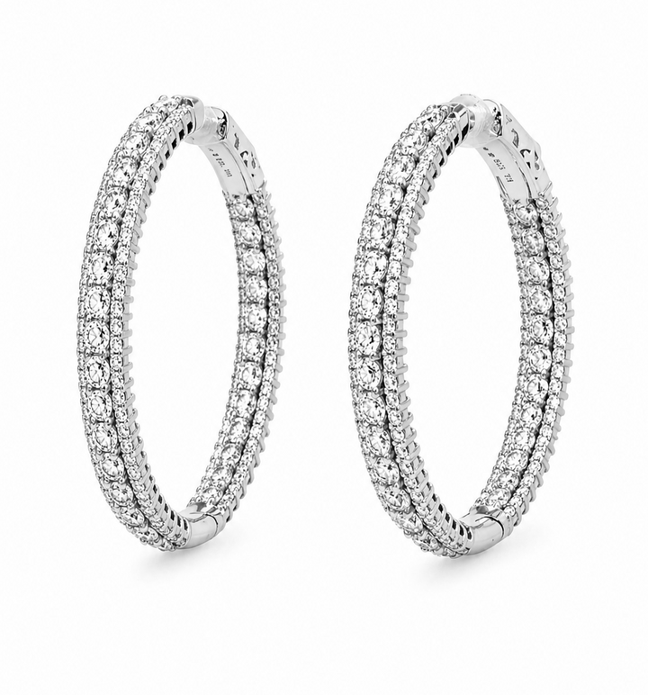 5.15 DEW Moissanite Hoop Earring in 925 Platinum Plated