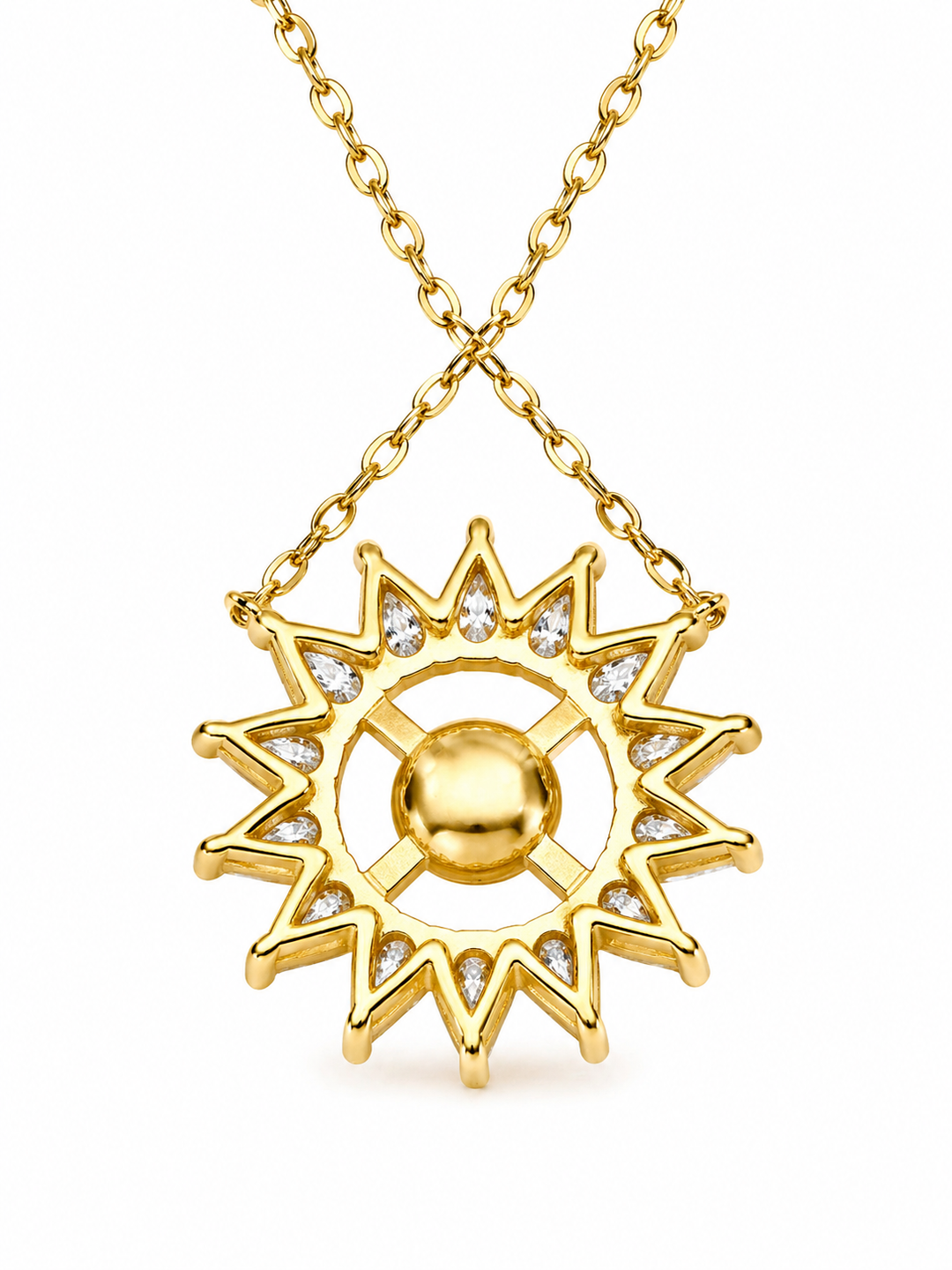 9.10 Cts Pearl and Moissanite Necklace in 925 Yellow Gold Plated