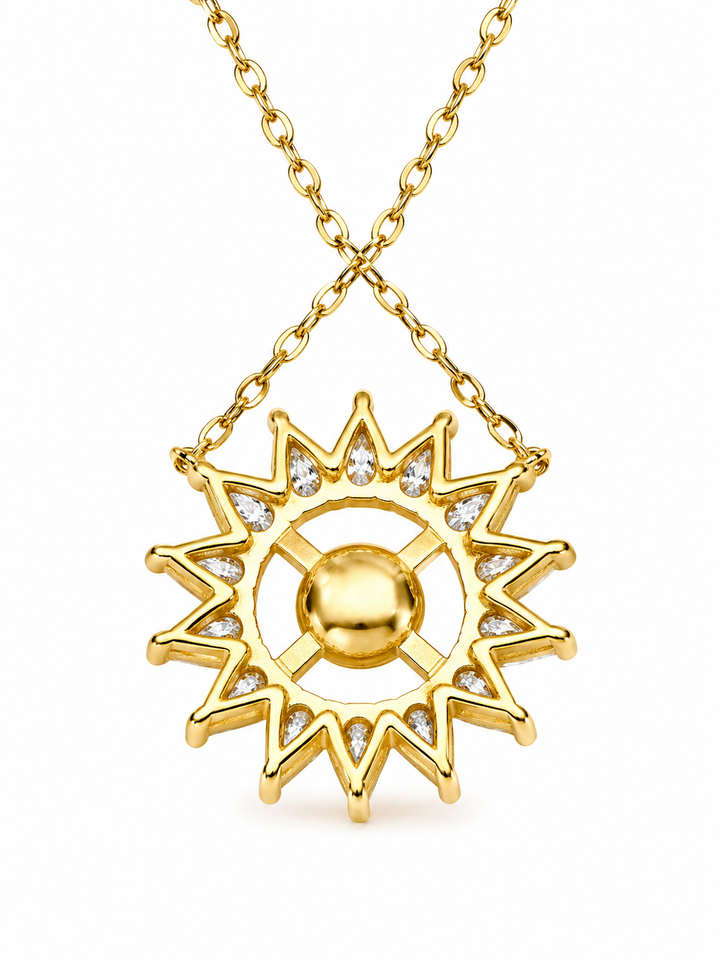 9.10 Cts Pearl and Moissanite Necklace in 925 Yellow Gold Plated