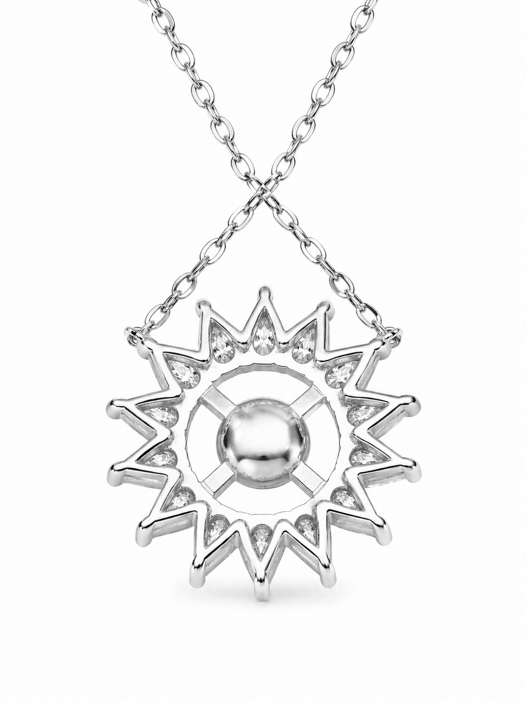 9.10 Cts Pearl and Moissanite Necklace in 925 Platinum Plated