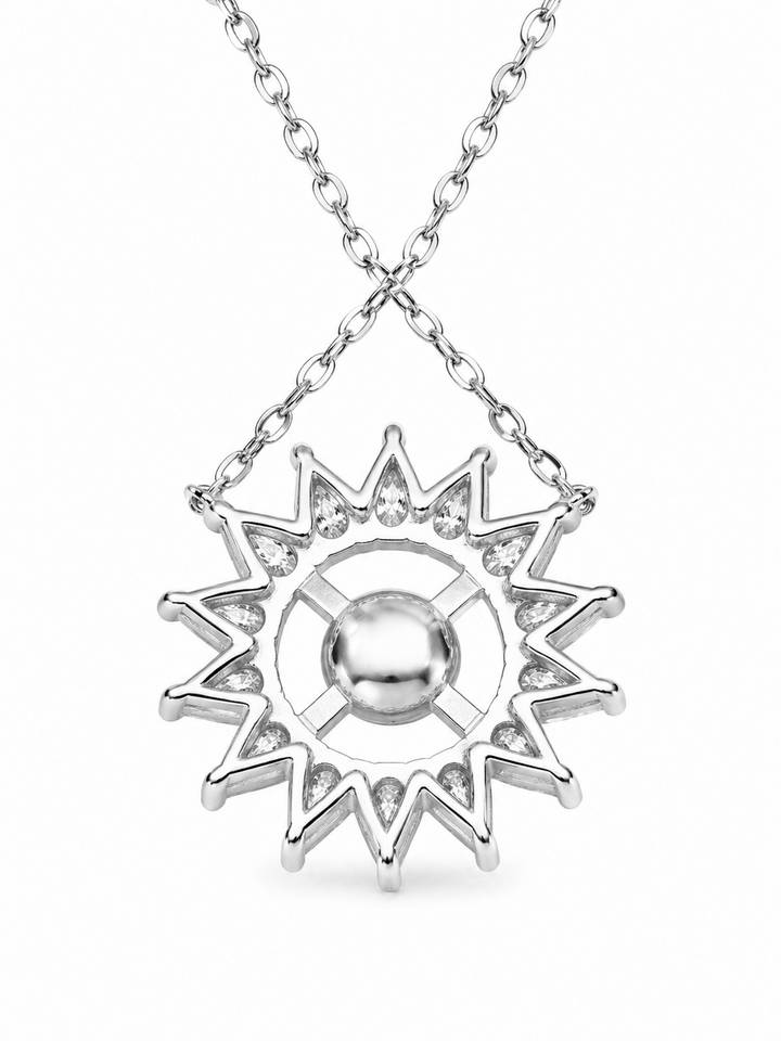 9.10 Cts Pearl and Moissanite Necklace in 925 Platinum Plated
