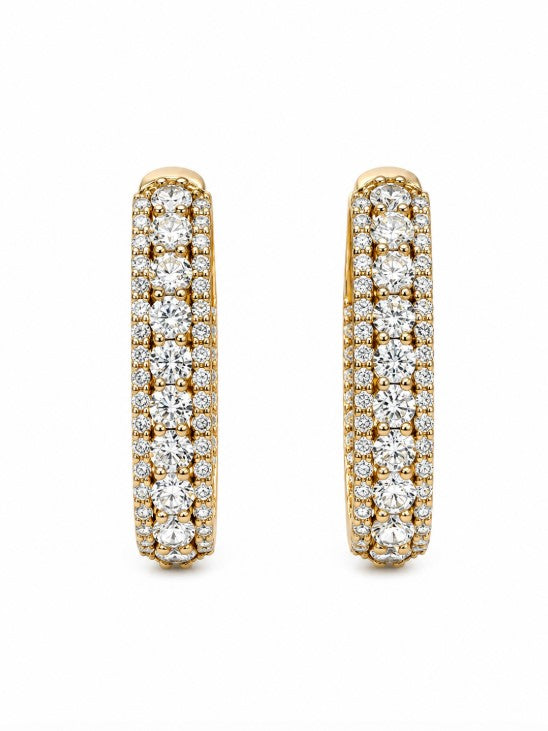 3.32 Ctw Lab Grown Diamond Earring in 925 Yellow Gold Plated