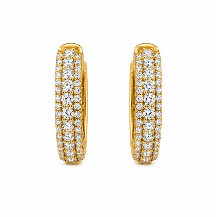 2.71 Ctw Lab Grown Diamond Earring in 925 Yellow Gold Plated
