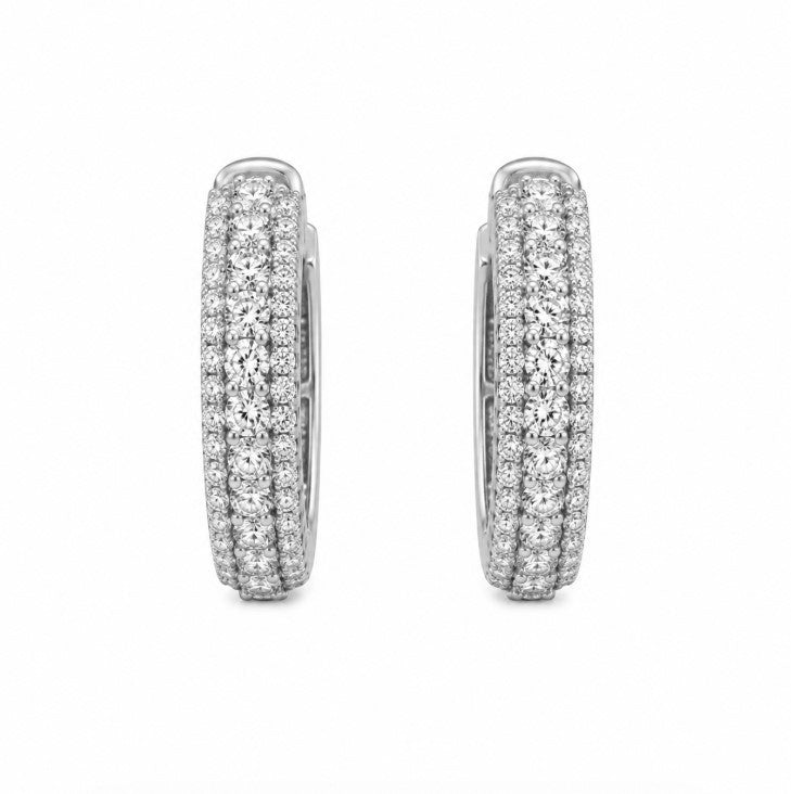 2.71 Ctw Lab Grown Diamond Earring in 925 Platinum Plated