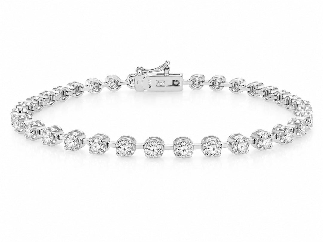 3.41 DEW Moissanite Bracelet In 925 Platinum Plated