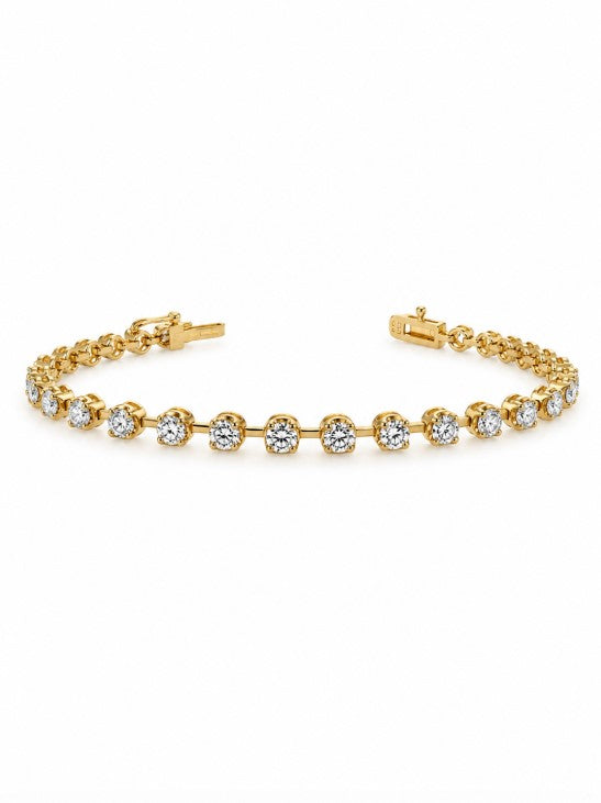 3.00 Ctw Lab Grown Diamond Bracelet In 925 Yellow Gold Plated