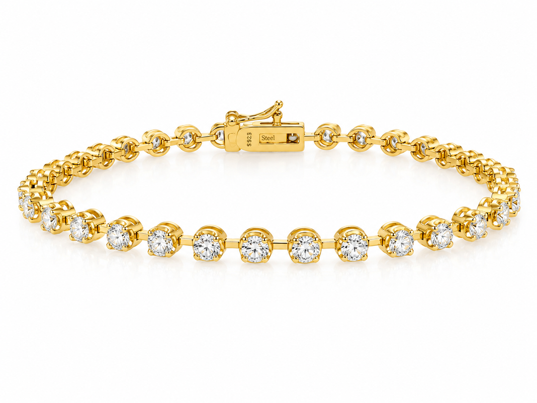 3.41 DEW Moissanite Bracelet In 925 Yellow Gold Plated