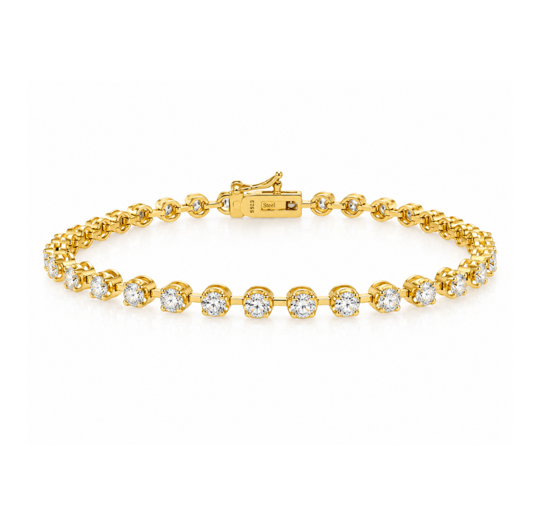 3.41 DEW Moissanite Bracelet In 925 Yellow Gold Plated