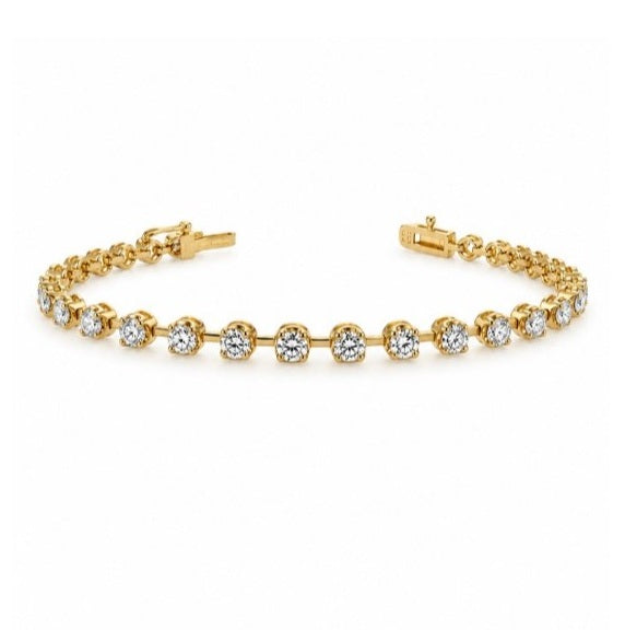 3.00 Ctw Lab Grown Diamond Bracelet In 925 Yellow Gold Plated