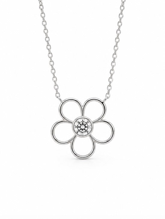 0.58 DEW Moissanite Necklace in 925 Platinum Plated