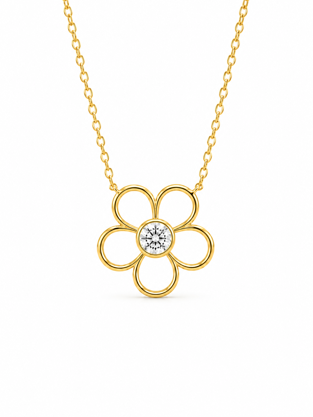 0.58 DEW Moissanite Necklace in 925 Yellow Gold Plated