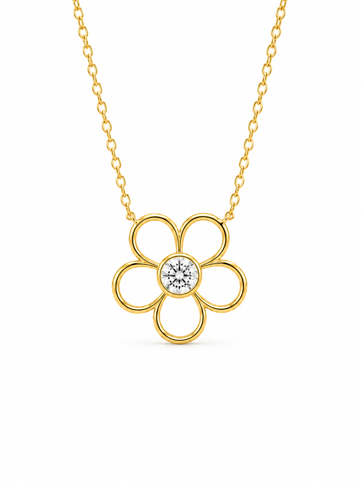 0.58 DEW Moissanite Necklace in 925 Yellow Gold Plated