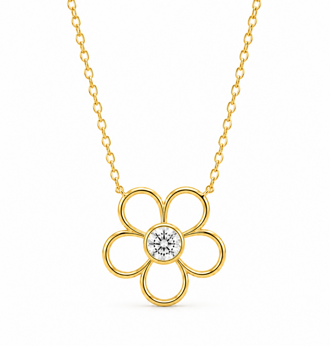 0.50 Ctw Lab Grown Diamond Necklace in 925 Yellow Gold Plated