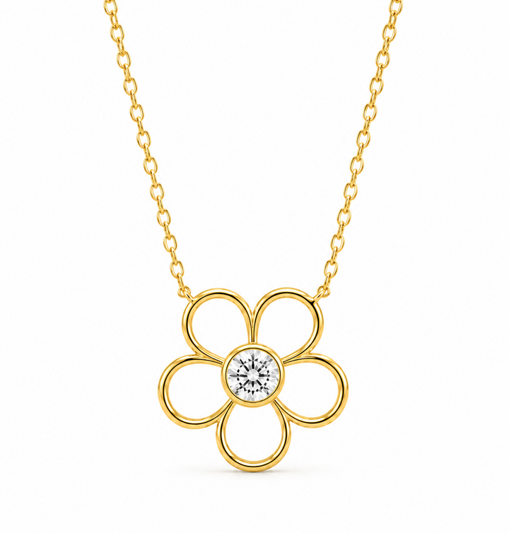 0.50 Ctw Lab Grown Diamond Necklace in 925 Yellow Gold Plated