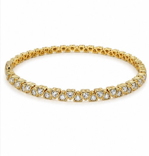 2.48 DEW Moissanite Flex Bangle in 925 Yellow Gold Plated