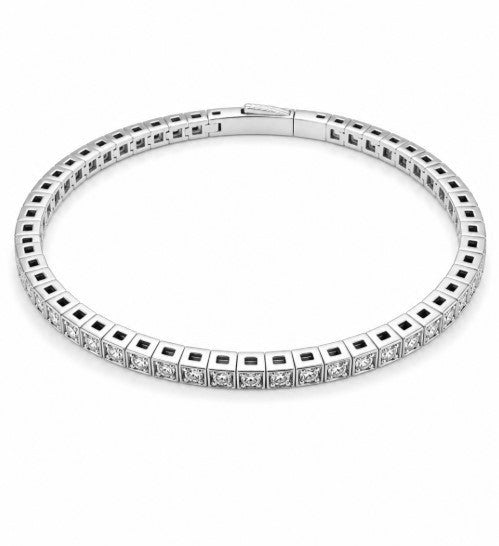 1.99 Cts Lab Grown Diamond Felx Bangle in 925 Platinum Plated