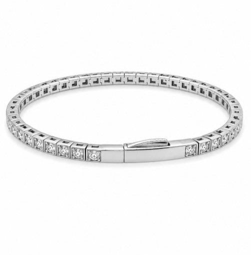 1.99 Cts Lab Grown Diamond Felx Bangle in 925 Platinum Plated