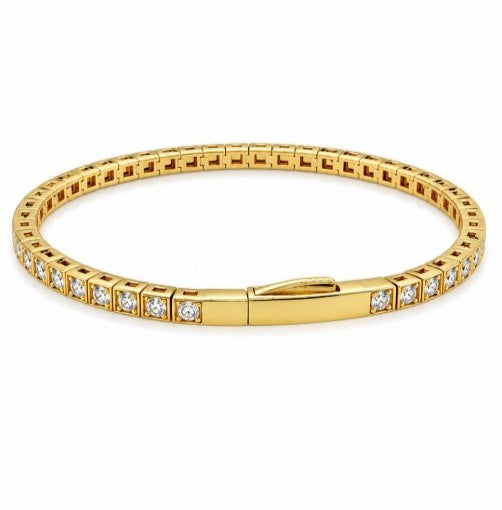 1.99 Cts Lab Grown Diamond Felx Bangle in 925 Yellow Gold Plated