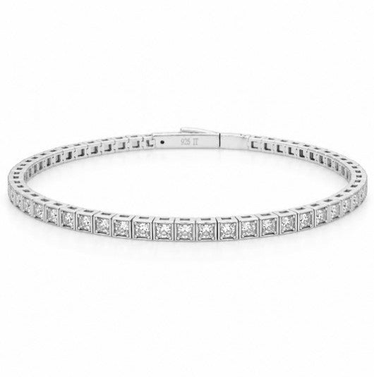1.99 Cts Lab Grown Diamond Felx Bangle in 925 Platinum Plated