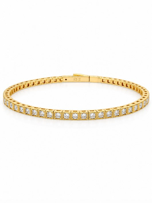 3.17 DEW Moissanite Bangle in 925 Yellow Gold Plated