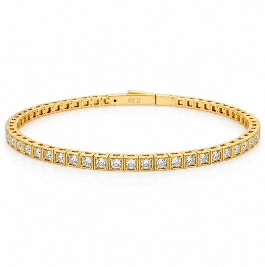 1.99 Cts Lab Grown Diamond Felx Bangle in 925 Yellow Gold Plated