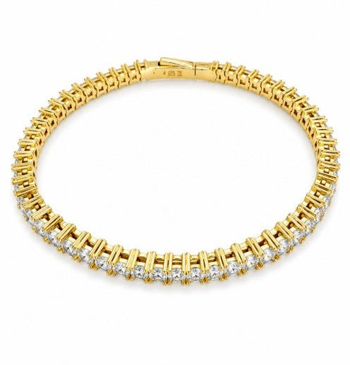 9.44 DEW Moissanite Flex Bangle in 925 Yellow Gold Plated