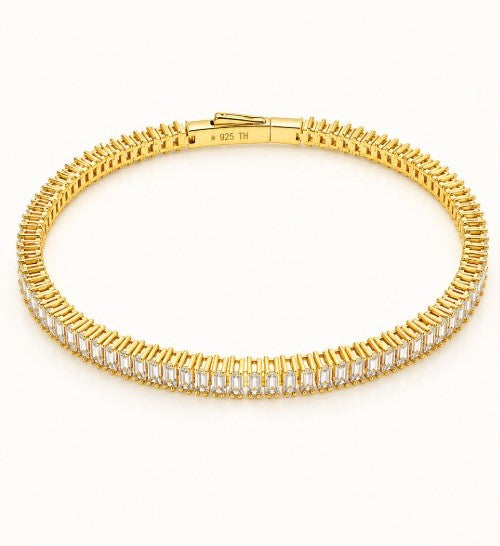 8.27 DEW Moissanite Flex Bangle in 925 Yellow Gold Plated