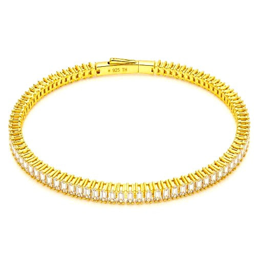 8.27 DEW Moissanite Flex Bangle in 925 Yellow Gold Plated