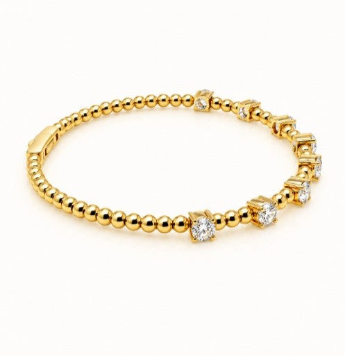2.00 Ctw Lab Grown Diamond Felx Bangle in 925 Yellow Gold Plated