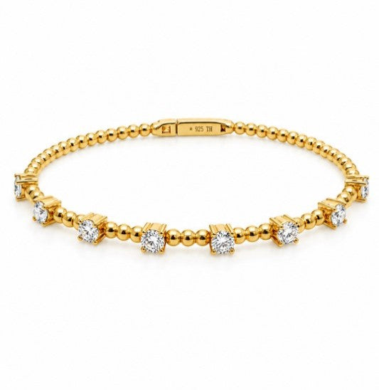 2.00 Ctw Lab Grown Diamond Felx Bangle in 925 Yellow Gold Plated