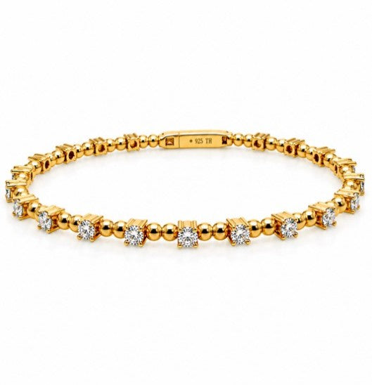 2.00 Ctw Lab Grown Diamond Felx Bangle in 925 Yellow Gold Plated