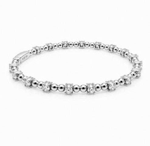 2.00 Ctw Lab Grown Diamond Flex Bangle in 925 Platinum Plated