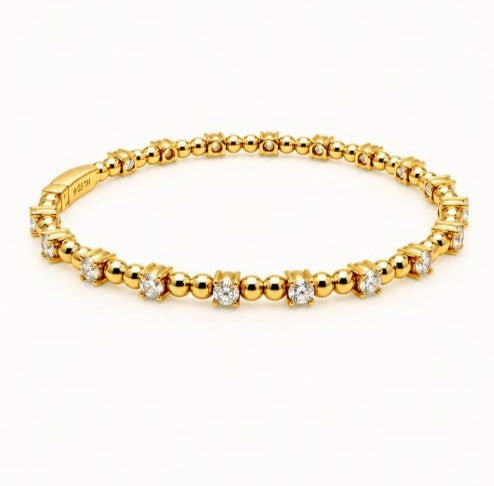 2.00 Ctw Lab Grown Diamond Flex Bangle in 925 Yellow Gold Plated