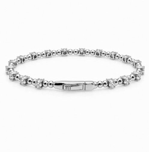 2.00 Ctw Lab Grown Diamond Flex Bangle in 925 Platinum Plated