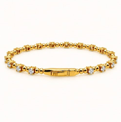 2.00 Ctw Lab Grown Diamond Flex Bangle in 925 Yellow Gold Plated