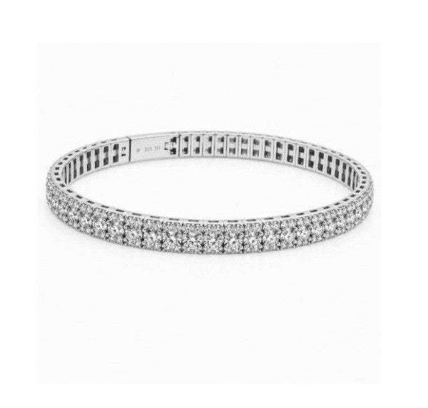 8.00 DEW Moissanite Flex Bangle in 925 Platinum Plated