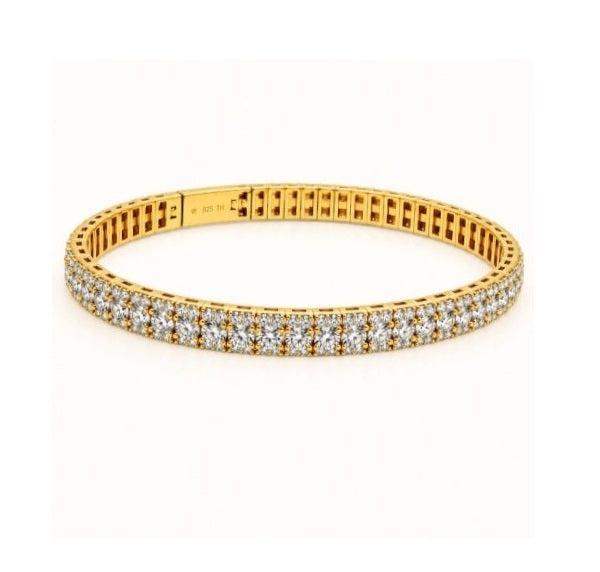 8.00 DEW Moissanite Flex Bangle in 925 Yellow Gold Plated