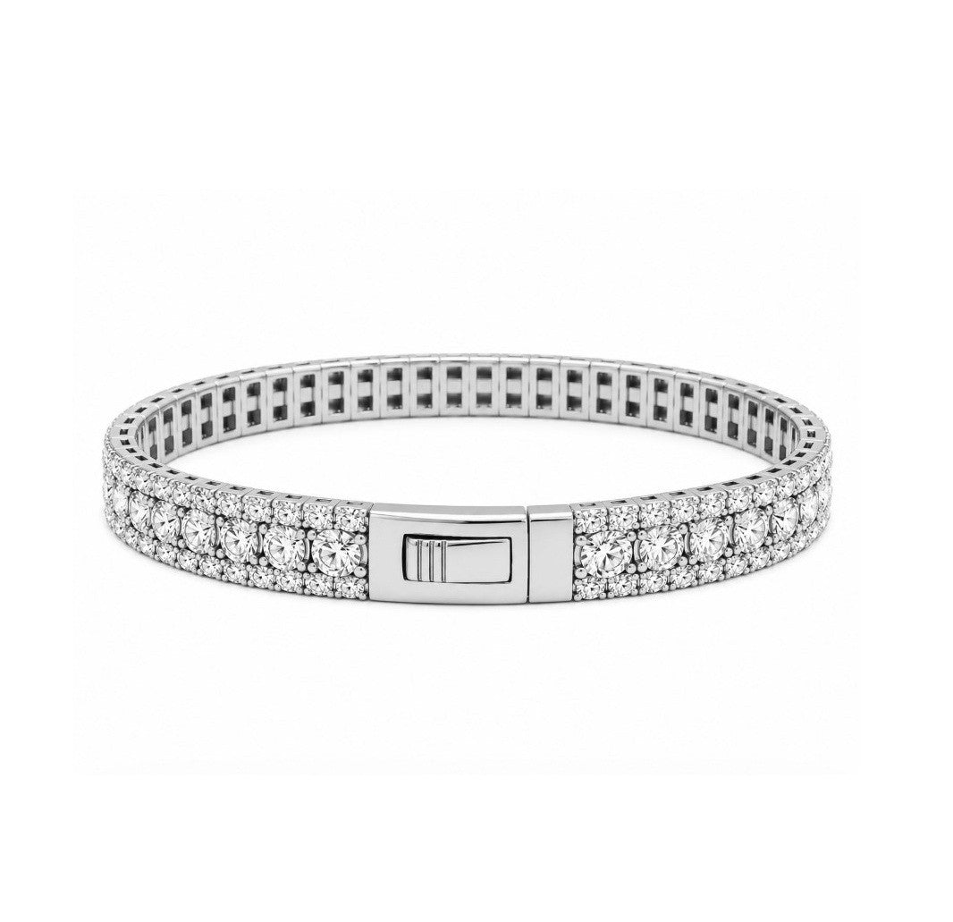 8.00 DEW Moissanite Flex Bangle in 925 Platinum Plated