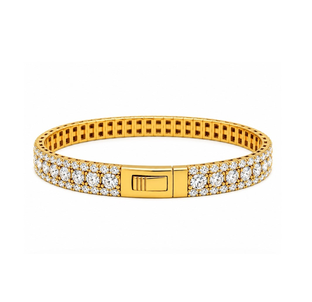 8.00 DEW Moissanite Flex Bangle in 925 Yellow Gold Plated