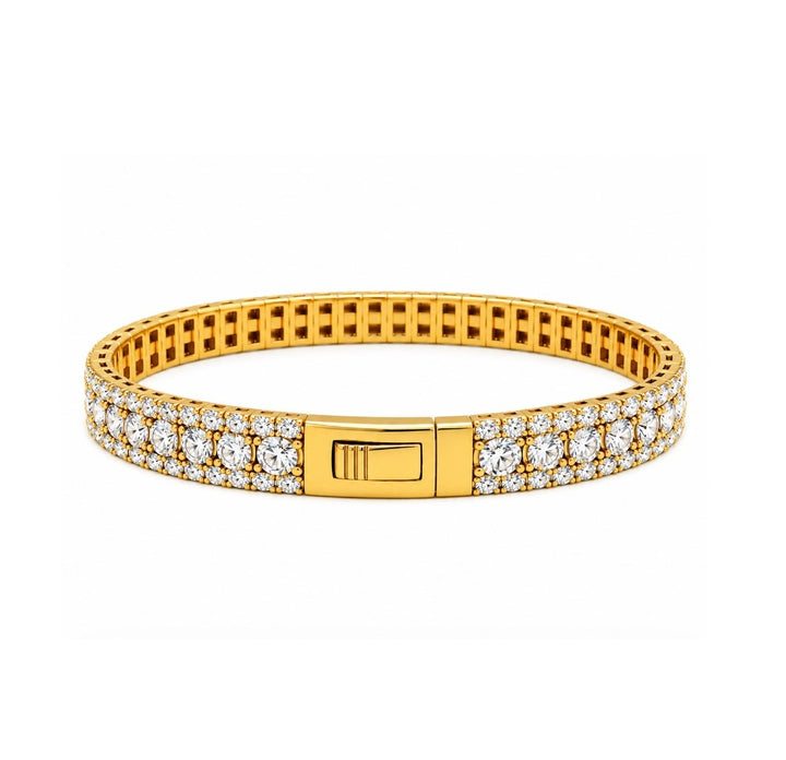 8.00 DEW Moissanite Flex Bangle in 925 Yellow Gold Plated