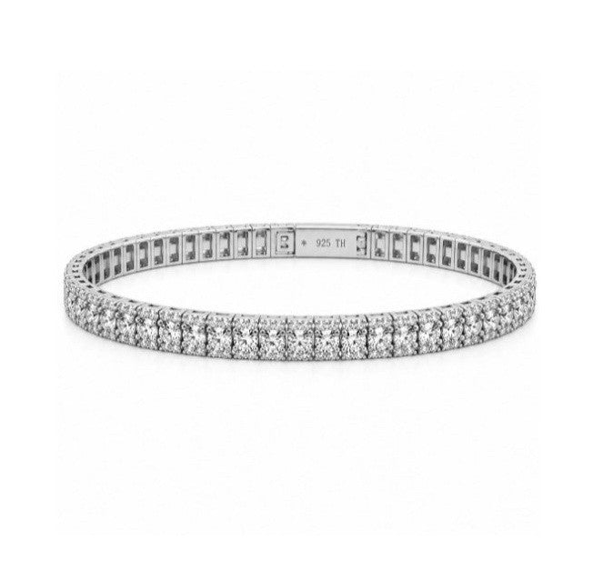8.00 DEW Moissanite Flex Bangle in 925 Platinum Plated