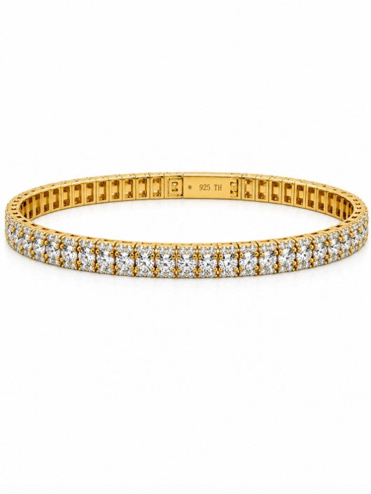 7.90 DEW Moissanite Bangle in 925 Yellow Gold Plated