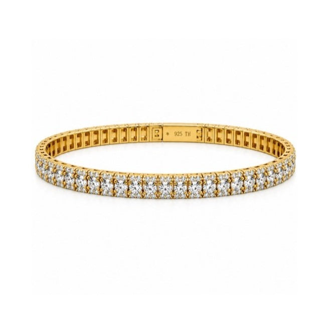 8.00 DEW Moissanite Flex Bangle in 925 Yellow Gold Plated