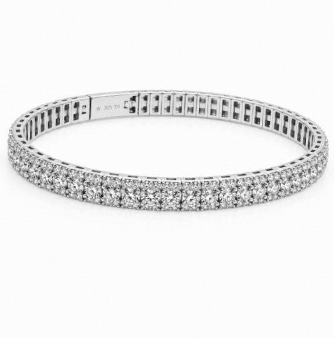 7.90 DEW Moissanite Flex Bangle in 925 Platinum Plated
