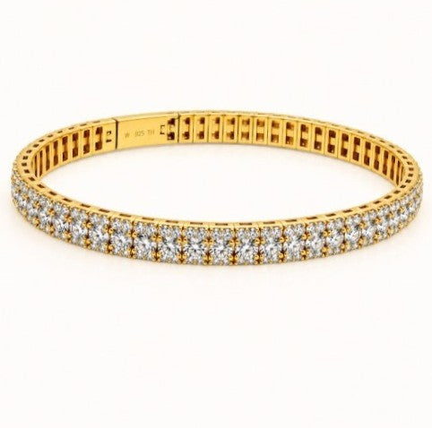 7.90 DEW Moissanite Flex Bangle in 925 Yellow Gold Plated