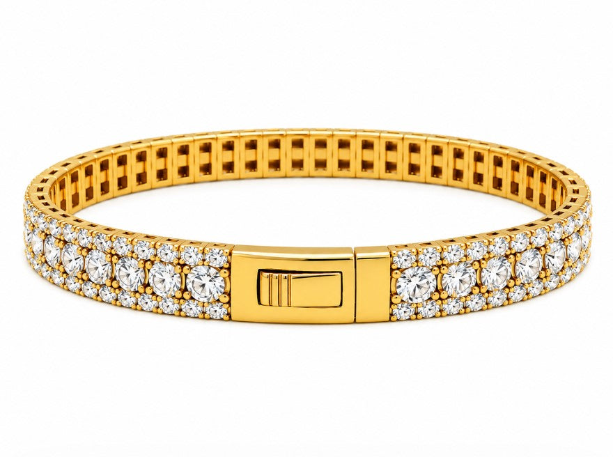 7.90 DEW Moissanite Flex Bangle in 925 Yellow Gold Plated