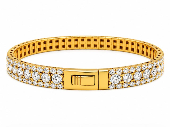 7.90 DEW Moissanite Flex Bangle in 925 Yellow Gold Plated