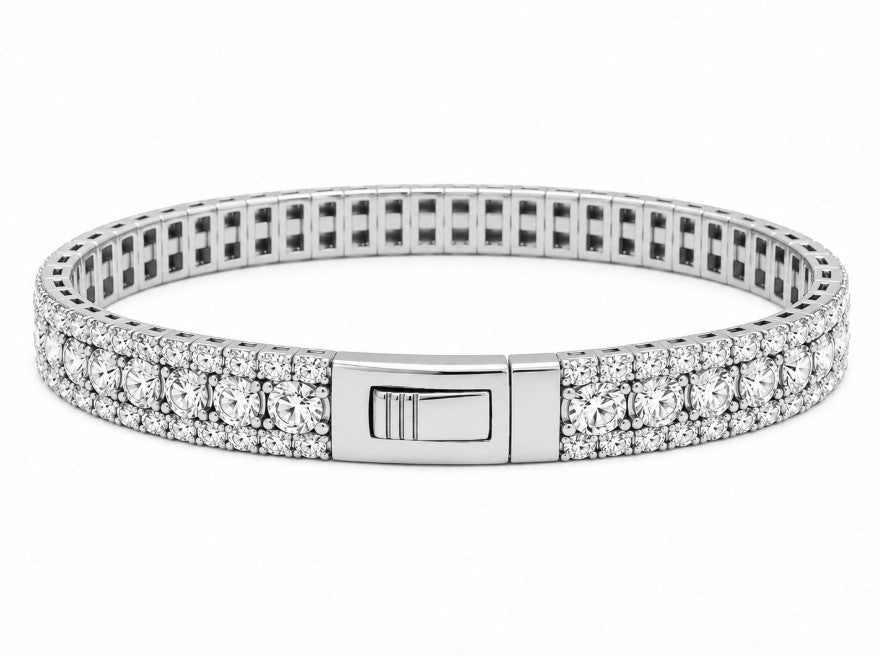 7.90 DEW Moissanite Flex Bangle in 925 Platinum Plated