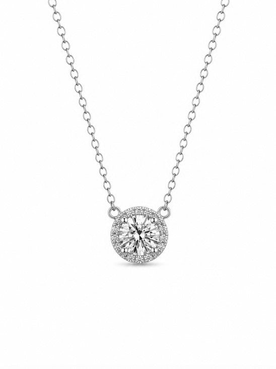 1.19 Ctw Lab Grown Diamond Necklace in 925 Platinum Plated