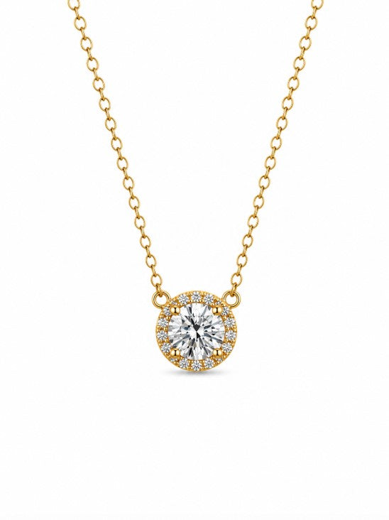 1.19 Ctw Lab Grown Diamond Necklace in 925 Yellow Gold Plated
